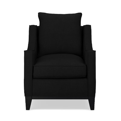 Presidio Chair, Standard Cushion, Belgian Linen, Black, Ebony Leg - Image 0
