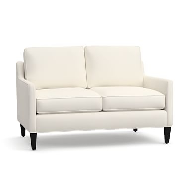 Beverly Upholstered Loveseat 56", Polyester Wrapped Cushions, Performance Twill White - Image 3