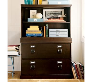Bedford Bookcase with 2-Drawer Lateral File Cabinet, Antique White, 41"L x 58.5"H - Image 1
