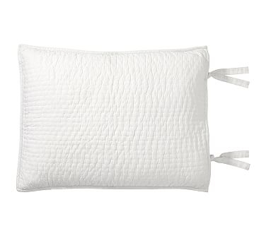 Pick-Stitch Handcrafted Cotton/Linen Quilted Sham, Standard, White - Image 0