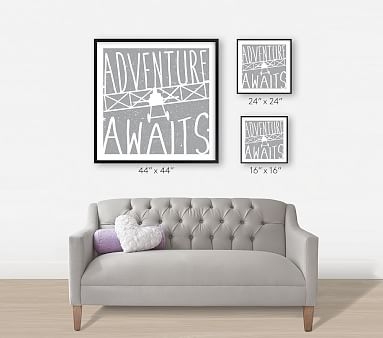 Adventure Awaits Vintage Airplane Wall Art by Minted(R), 16x16, White - Image 1