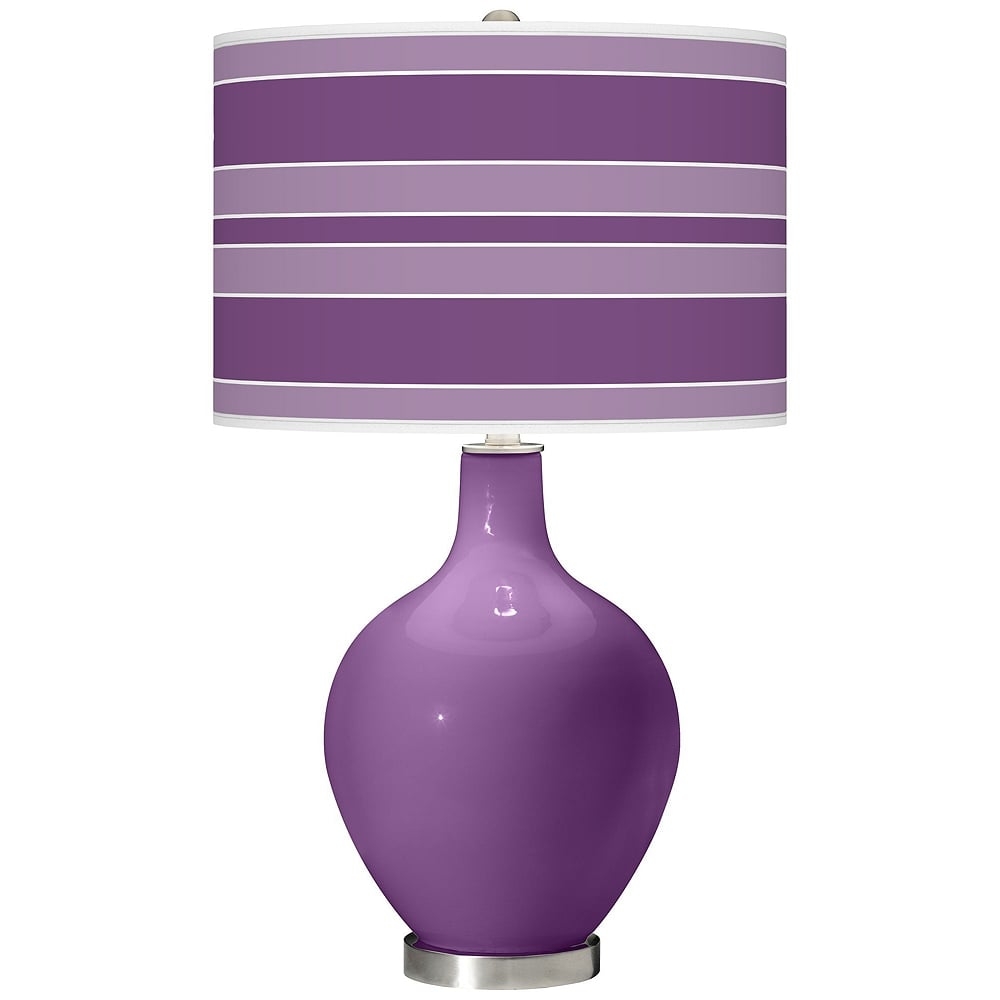 Color Plus Ovo 28 1/2" Bold Stripe Shade Passionate Purple Table Lamp - Image 0