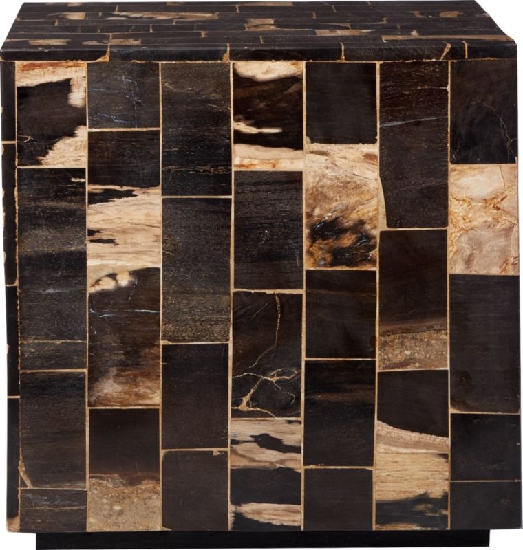 Mosaic Pieced Petrified Wood Side Table - Image 0