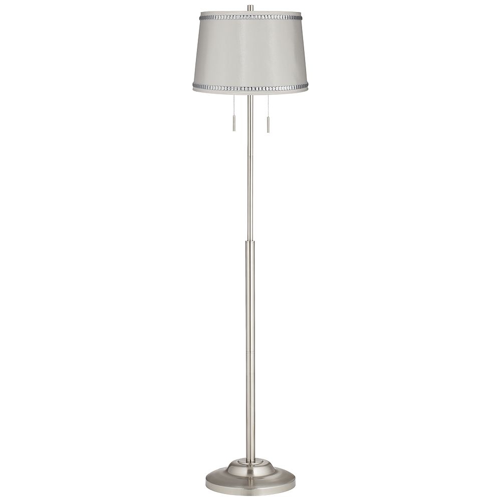 360 Lighting Abba 66" White Drum Shade Brushed Nickel Floor Lamp - Image 0
