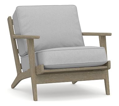 Raylan Upholstered Armchair, Polyester Wrapped Cushions, Brushed Crossweave Light Gray - Image 0