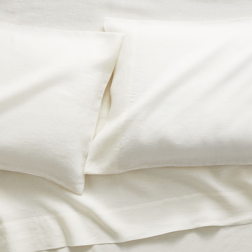 Pure Linen Warm White Queen Sheet Set - Image 0