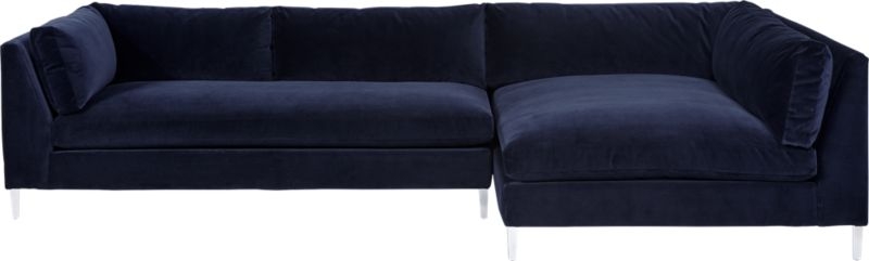 Decker 2-Piece Blue Velvet Sectional Sofa - Image 4