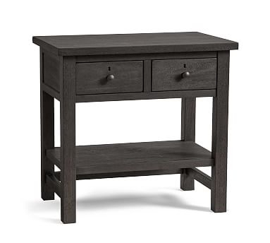Farmhouse 28.5" 2-Drawer Nightstand, Charcoal - Image 0