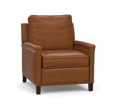 Tyler Square Arm Leather Recliner with Nailheads, Down Blend Wrapped Cushions, Statesville Toffee - Image 0