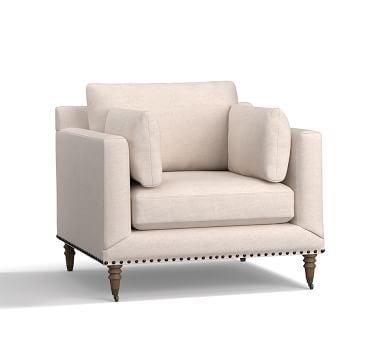 Tallulah Upholstered Armchair, Down Blend Wrapped Cushions, Performance Everydayvelvet(TM) Buckwheat - Image 1