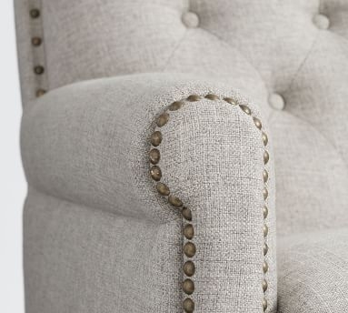 SoMa Roscoe Upholstered Tufted Armchair, Polyester Wrapped Cushions, Brushed Crossweave Navy - Image 2