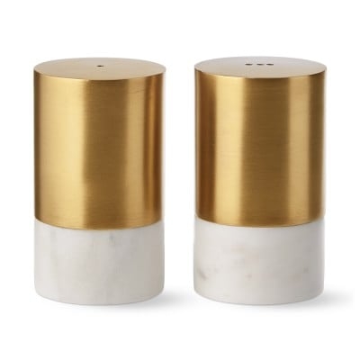 Marble &amp; Brass Salt &amp; Pepper Shakers - Image 0