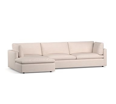 Bolinas Upholstered Right Arm Sofa with Chaise Sectional, Down Blend Wrapped Cushions, Performance Brushed Basketweave Oatmeal - Image 0