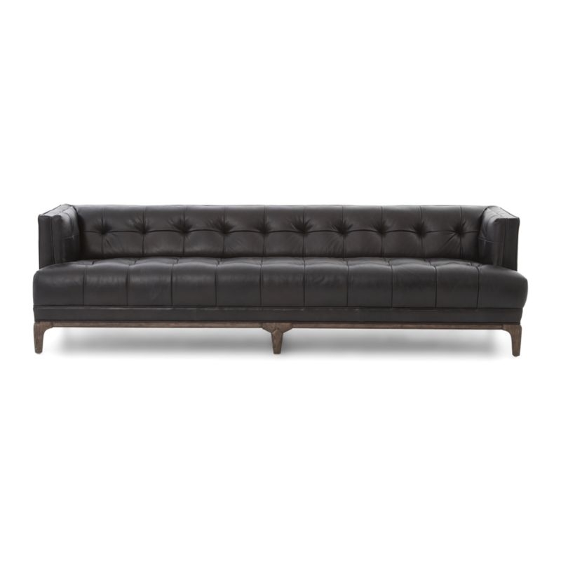 Byrdie Black Leather Modern Tufted Sofa - Image 1