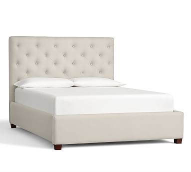 Lorraine Tufted Upholstered Low Bed, King, Twill Cream - Image 2