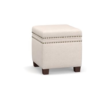 Tamsen Upholstered Cube Storage Ottoman, Premium Performance Basketweave Pebble - Image 2