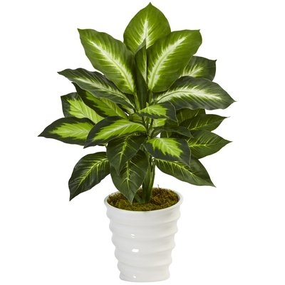Artificial Dieffenbachia Floor Foliage Plant in Planter - Image 0