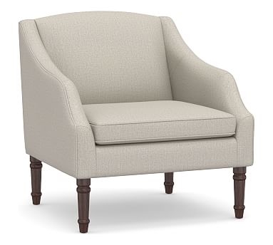 SoMa Emma Upholstered Armchair, Polyester Wrapped Cushions, Performance Heathered Tweed Pebble - Image 0