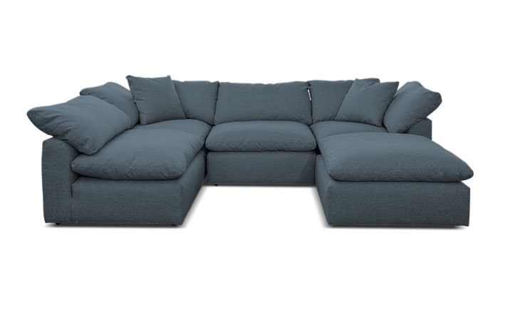Blue Bryant Mid Century Modern U-Sofa Bumper Sectional (5 piece) - Mixology Indigo - Image 0
