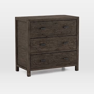 Modern Mixed Reclaimed Wood 3-Drawer Dresser, Black Olive - Image 0