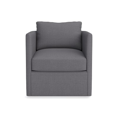 Naples Swivel Chair, Textured Linen/Cotton, Charcoal - Image 0