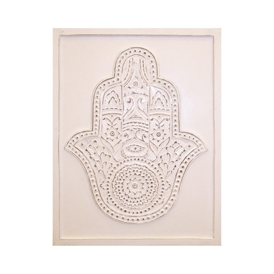 'Hamsa Hand Embossed and Carved Wood' Graphic Art - Image 0