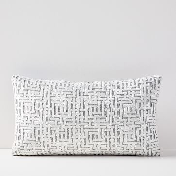 Allover Crosshatch Jacquard Velvet Lumbar Pillow Cover -  12"x21" - Image 0