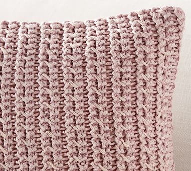 Marea Hand Knit Pillow Cover, 20", Blush - Image 1