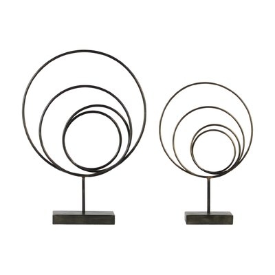 Metal Round Abstract 2 Piece Sculpture Set - Image 0