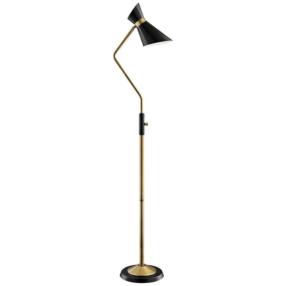 Jared Black and Antique Brass Modern Floor Lamp - Image 0