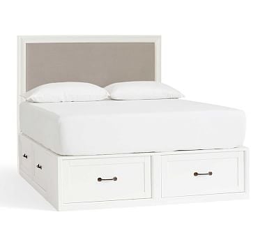 Stratton Storage Platform Bed &amp; Montgomery Headboard with Drawers, Pure White, King/California King - Image 0