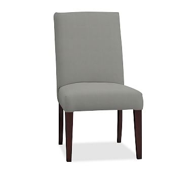 PB Comfort Square Upholstered Dining Chair, Performance Everydaysuede(TM) Metal Gray, Espresso - Image 2