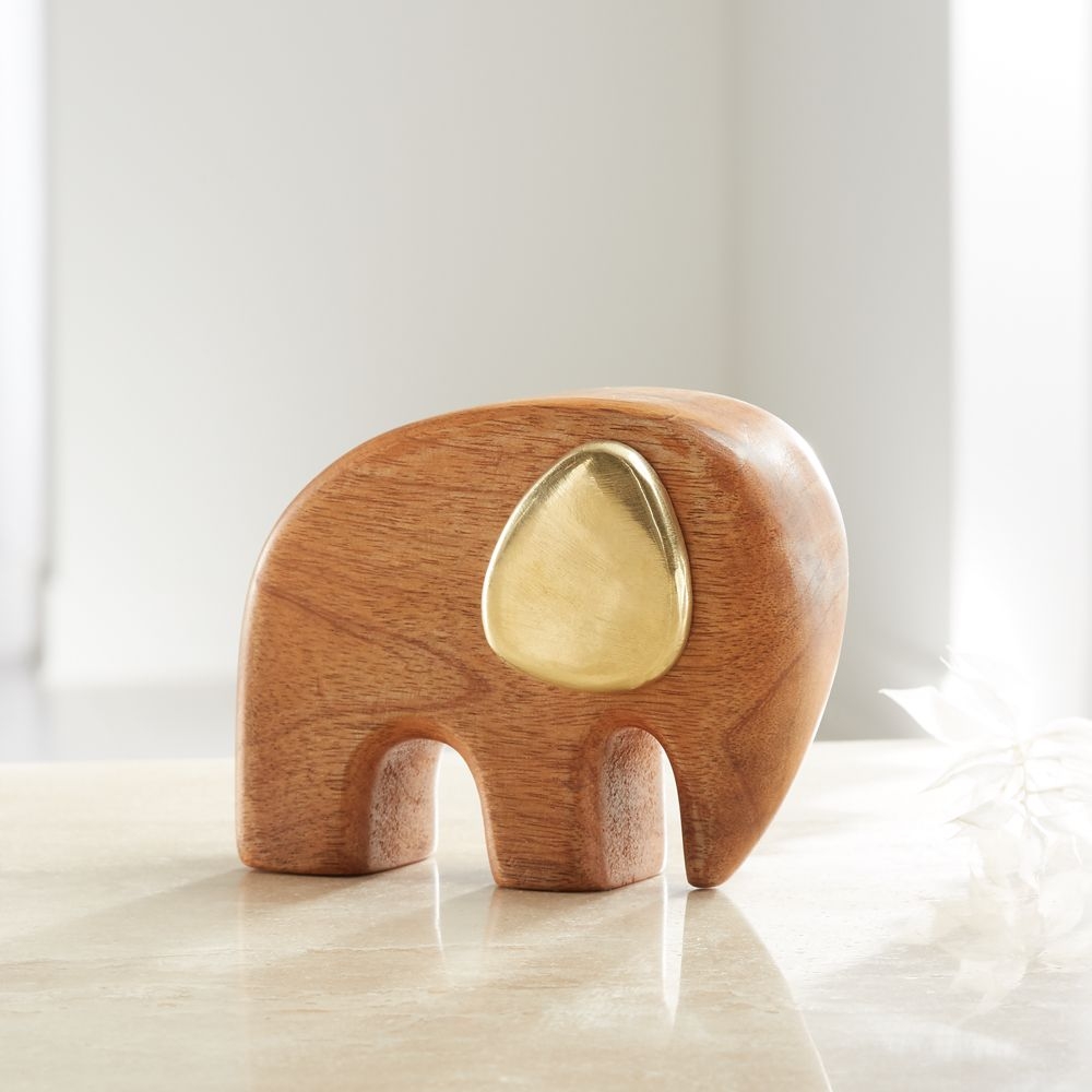 Mango Wood And Brass Elephant - Image 0