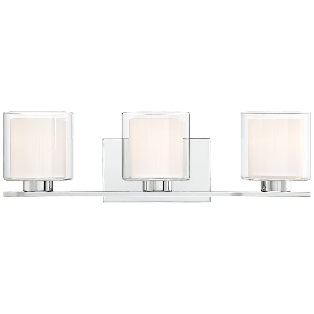 Dorris 22"W Double Glass 3-Light Chrome Bath Light - Style # 72A70 - Image 1
