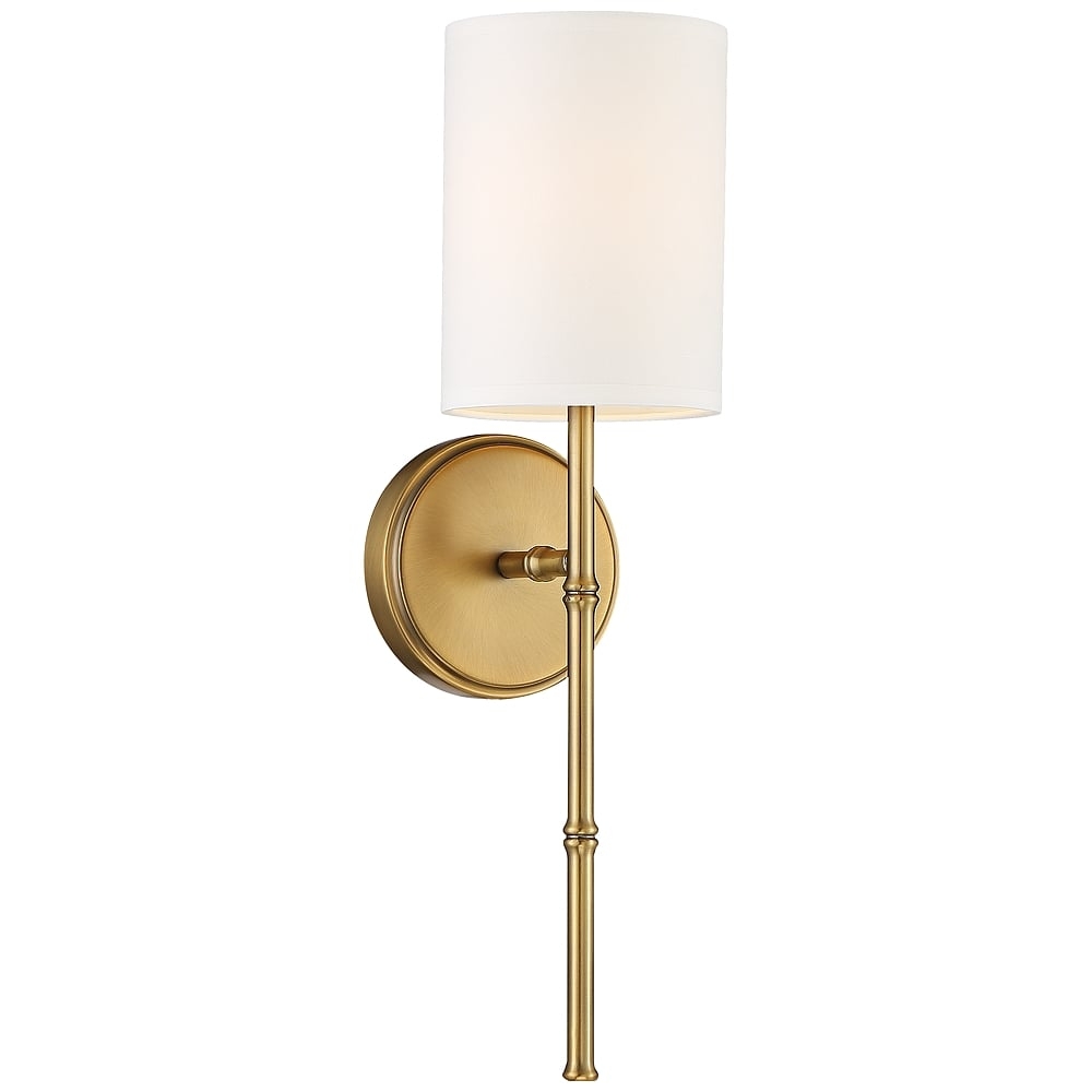 Regency Hill Abigale 19 1/4" White Shade and Brass Wall Sconce - Image 0