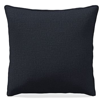 24"x 24" Welt Seam Pillow, Performance Yarn Dyed Linen Weave, Indigo - Image 0