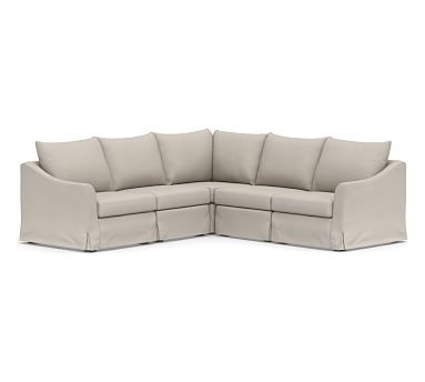 SoMa Brady Slope Arm Slipcovered 5-Piece L-Shaped Sectional, Polyester Wrapped Cushions, Performance Twill Stone - Image 2