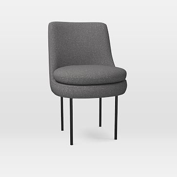 Modern Curved Dining Chair, Tweed, Salt And Pepper, Poly - Image 2