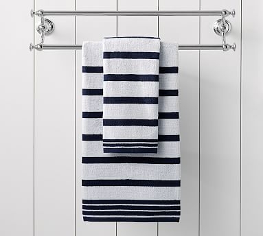 Ellert Stripe Organic Hand Towel, Navy Blue - Image 2