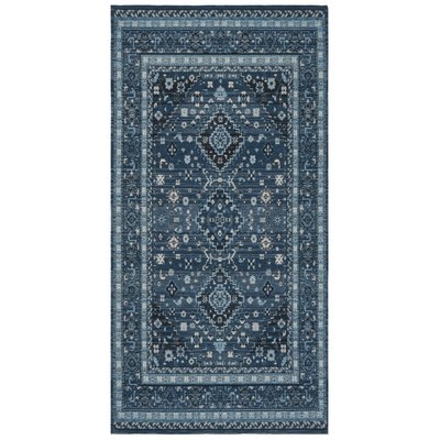 Peach Classic Vintage Blue/Charcoal Area Rug - Image 0