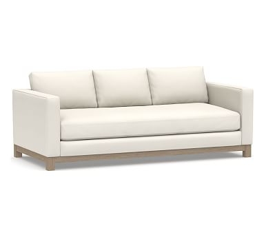 Jake Upholstered Sofa 3x1 86" with Wood Base, Standard Cushions, Performance Twill Warm White - Image 0