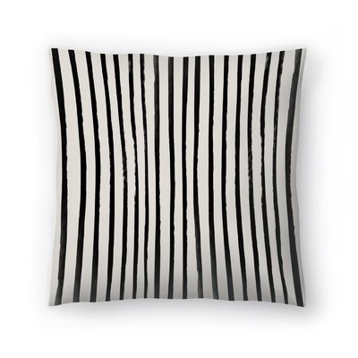 Vertical Black And White Watercolor Stripes Throw Pillow - Image 0