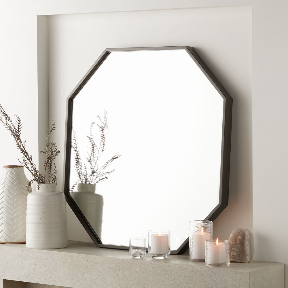 Octagon Grey Oak Wall Mirror - Image 0