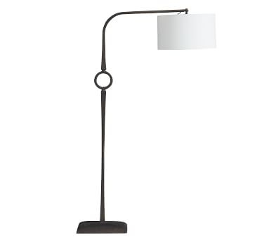 Easton Forged-Iron Sectional Floor Lamp, Bronze Base with Straight Sided Gallery Shade, White - Image 5