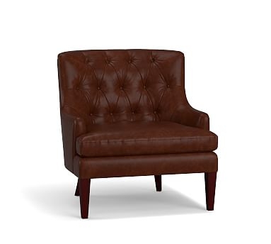 Haylen Leather Armchair, Polyester Wrapped Cushions, Burnished Saddle - Image 0
