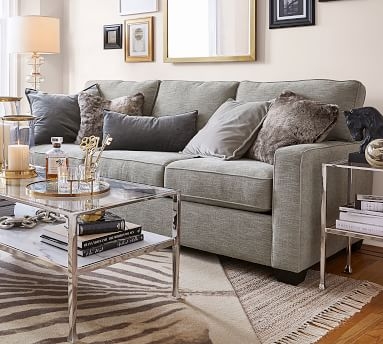 Buchanan Square Arm Upholstered Grand Sofa 89.5", Polyester Wrapped Cushions, Textured Twill Light Gray - Image 3