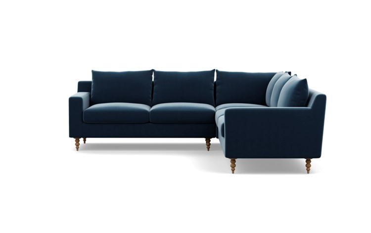 Sloan Corner Sectional with Sapphire Fabric and Natural Oak legs - Image 0
