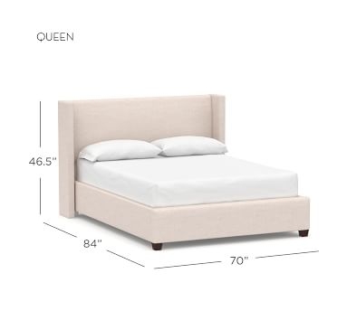 Elliot Shelter Upholstered Bed, King, Brushed Crossweave Light Gray - Image 2