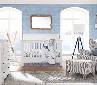 Larkin 4-In-1 Convertible Crib & PBK Lullaby Mattress Set, Heritage Fog - Image 1