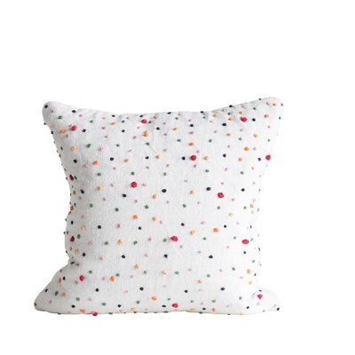 Seifert Polka Dots and French Knots Square Cotton Throw Pillow - Image 0